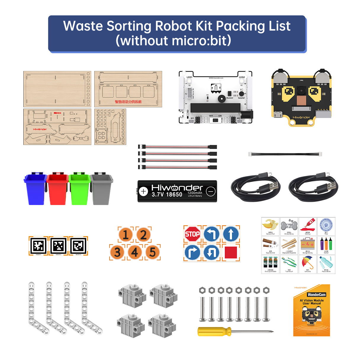 Waste Sorting Robot Kit: Hiwonder AI Vision Waste Classification Kit with Audio Broadcast Powered by micro:bit Waste Sorting Robot Kit: Hiwonder AI Vision Waste Classification Kit with Audio Broadcast Powered by micro:bit